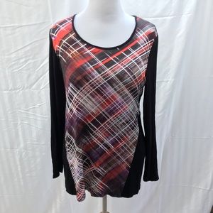 Black and red print tunic. Size L